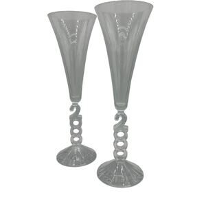Vintage Millennium 2000 Fluted Champagne by Cristal D'Arques-Durand Set/2